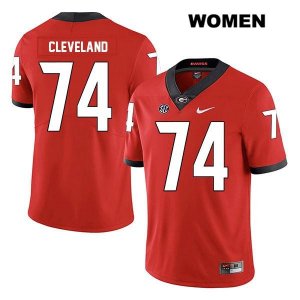 Women's Georgia Bulldogs NCAA #74 Ben Cleveland Nike Stitched Red Legend Authentic College Football Jersey GYS1354BW